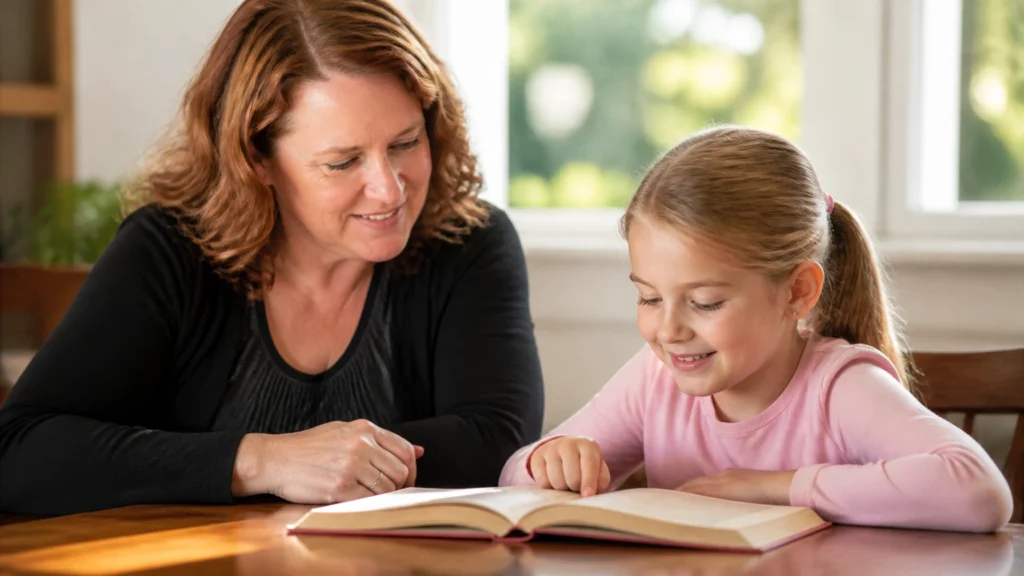 Young learner working on reading fluency