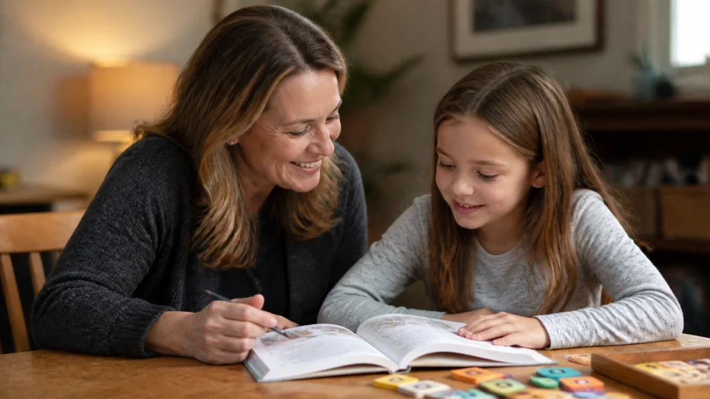 Child working on reading skills during a dyslexia intervention session